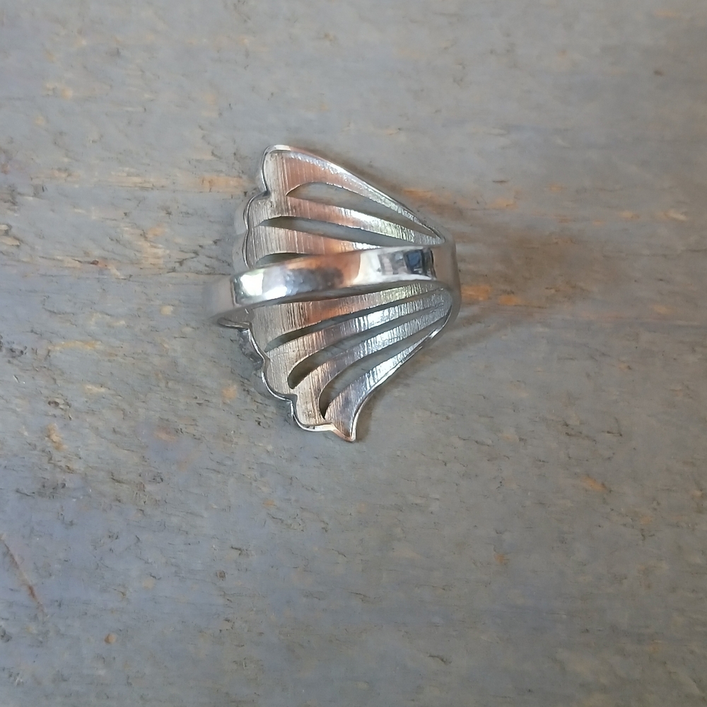 Sterling Silver Feather Wing Fan Ring Statement Ring Size 11 - Picture 5 of 16
